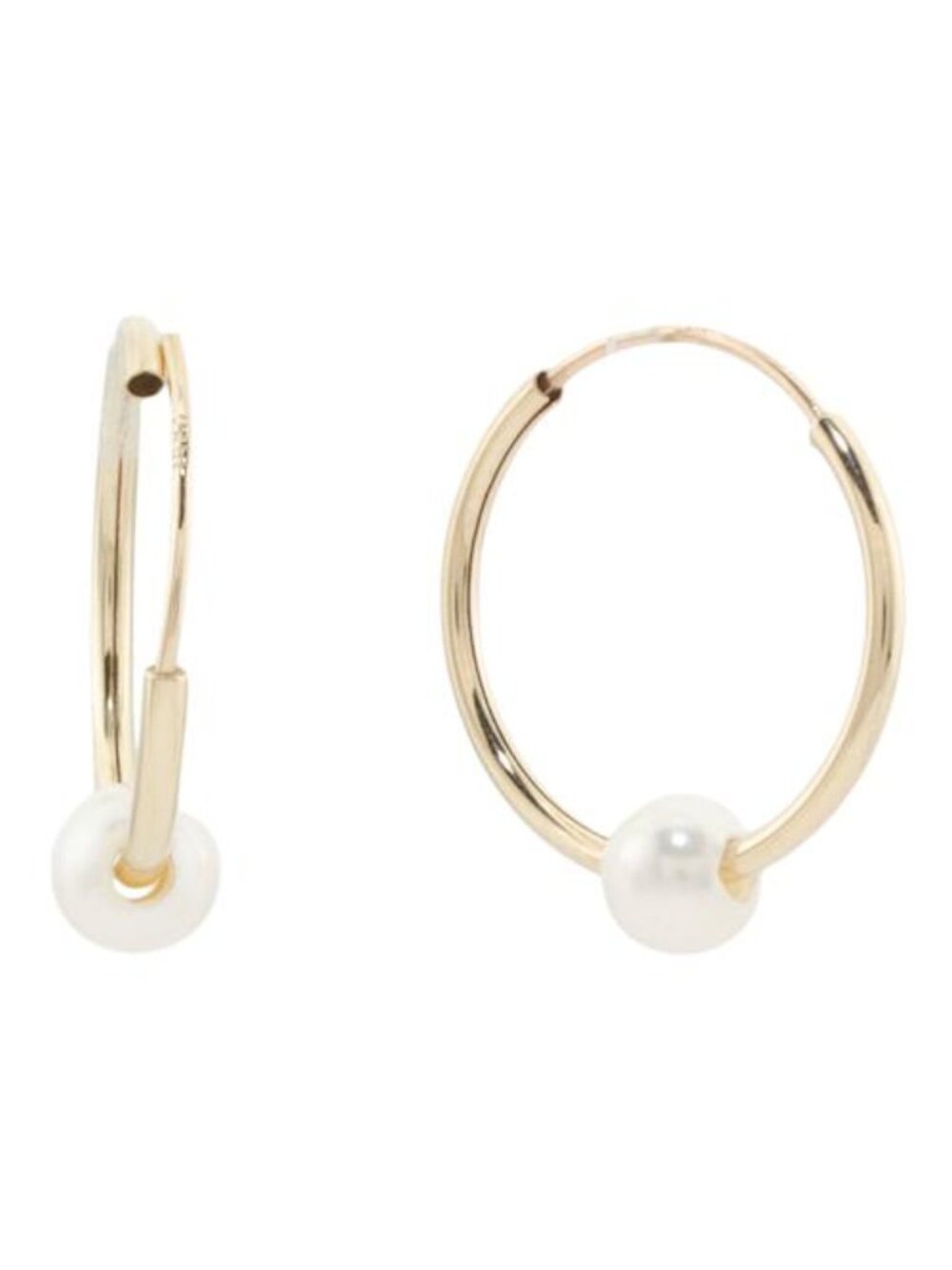 GEORG K Made In Usa 14kt Gold Endless Hoop Pearl Earrings